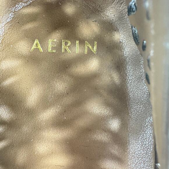 AERIN Leather Black Eyelet Rubber Soled Slip On Comfort Flats Women's Size 8 - Picture 6 of 6